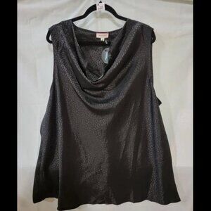 Andree By Unit Black Sleeveless Cowlneck Top sx 3X